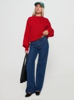 Harmony Balloon Sleeve Knit Jumper Red - Image 3