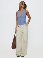 Paltrow Mid Rise Wide Leg Cargo Jeans Cream - Image 4