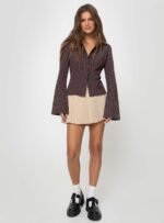 Anni Pinstripe Shirt Brown - Image 3