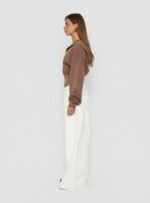 Naylor Mid Rise Wide Leg Jeans Cream Petite - Image 4