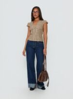 Darla Low Rise Straight Leg Cuff Jean Dark Blue Wash - Image 3
