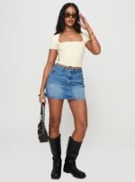 Paulette Denim Mini Skirt Light Wash - Image 3