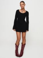Best Interest Long Sleeve Mini Dress Black - Image 2