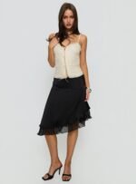 Rosemead Satin Midi Skirt Black - Image 3