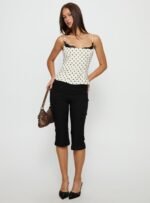 Renaissance Corset Lace Top White Polka Dot - Image 3