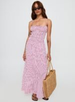 Loralei Shirred Maxi Dress Red Stripe - Image 3