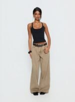 Naylor Mid Rise Wide Leg Jeans Light Brown Wash - Image 3