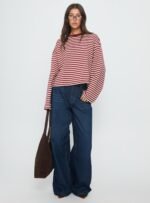 Bloom Long Sleeve Top Wine Stripe - Image 3
