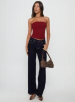 Oscuro Longline Mesh Corset Top Berry - Image 3
