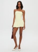 Mousse Strapless Mini Dress Lemon - Image 3