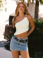 Nickei Denim Mini Skirt Light Wash Tall - Image 8