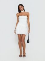 Odela Strapless Drop Waist Mini Dress White - Image 3
