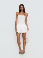 Valentia Tiered Mini Dress White - Image 3