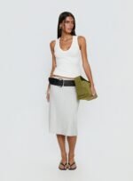 Baseline V Neck Rib Vest Top White - Image 3