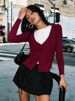 York Cardigan Cherry Red - Image 2