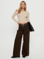 Naylor Mid Rise Wide Leg Jeans Brown - Image 3