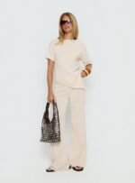 Calisse Knit Wide Leg Trousers Beige - Image 3