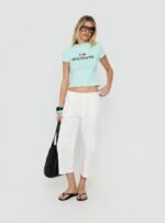 I Love Holidays Graphic Baby Tee Jelly Mint - Image 3