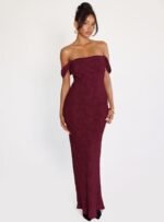 Azura Off The Shoulder Maxi Dress Burgundy - Image 10