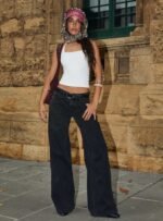 Ramos Low Rise Wide Leg Jeans Washed Black Petite - Image 13