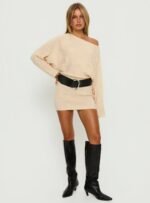 Bellamie Long Sleeve Mini Dress Cream - Image 3