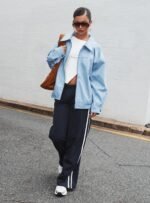 Goldsmith Faux Suede Bomber Jacket Blue - Image 3