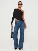 Day Dream Mid Rise Straight Leg Jeans Dark Blue Wash - Image 4