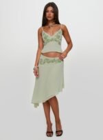 Pappilion Asymmetrical Midi Skirt Sage - Image 7