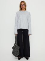 Settle Down Long Sleeve Top Grey / White Stripe - Image 4