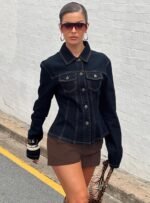 Rider Denim Jacket Dark Denim - Image 11