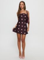 Phillipa Mini Dress Plum / Pink Polka Dot - Image 3