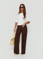 Hereos Mid Rise Baggy Leg Jeans Washed Chocolate - Image 3
