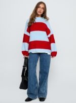Bastien Crew Neck Knit Jumper Blue / Red - Image 3