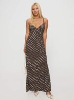 Jorjana Maxi Dress Brown / White Polka Dot - Image 3