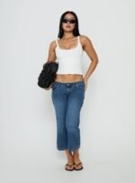 Hierarchy Low Rise 3/4 Length Jeans Mid Wash - Image 3