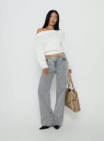Pipper Asymmetrical Button Up Jeans Grey Wash - Image 3