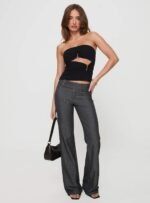 Kinkirk Flared Pants Grey Pinstripe - Image 3