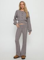 Baleigh Cable Knit Foldover Trousers Grey - Image 3