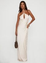 Limosina Halter Maxi Dress Champagne - Image 2