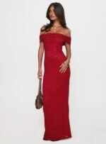 Allured Strapless Maxi Dress Burgundy - Image 3