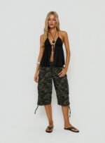 Top Form Tie Front Halter Top Black - Image 3