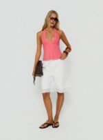 Claudiana Gathered Halter Top Coral - Image 3