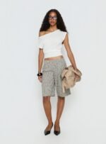 Cloud Tempo Boat Neck Cinched Knit Top White - Image 3