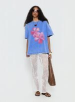 Watercolour Daydream Oversized Graphic Tee Washed Blue - Image 3
