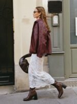 Napoleon Faux Leather Jacket Burgundy - Image 9