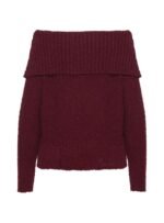 Parkley Boucle Off The Shoulder Jumper Burgundy - Image 7