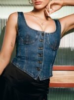After Hours Corset Top Denim - Image 3
