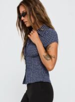 Cottesloe Blouse Top Navy Check - Image 4