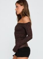 Mochapella Off The Shoulder Top Brown - Image 4