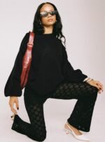 Harmony Balloon Sleeve Knit Sweater Black - Image 13